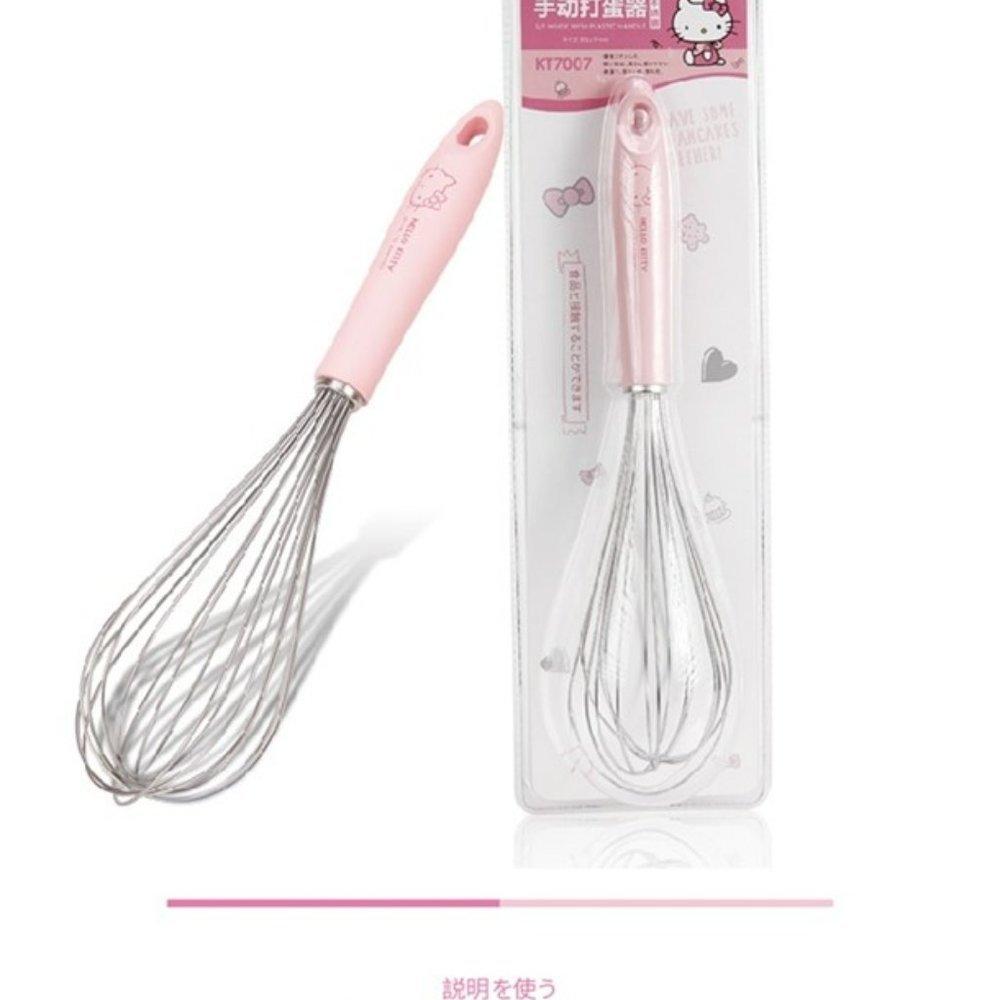 Sanrio Hello Kitty Wire Whisk Egg Beater Mixer Pink Handle Stainless Steel